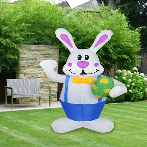 1.9M Lapin Géant Gonflable Pâques avec Lumières LED pour Décoration de Fête Extérieure (1/5)