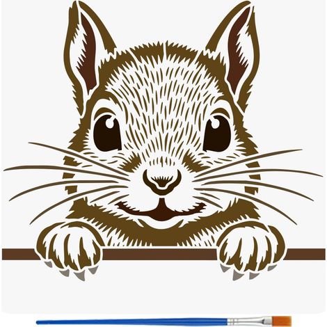 Pochoir de Peinture pour Écureuil Avec Pinceau de 16cm 30x30cm Pochoir en Plastique Réutilisable pour Peinture sur Mur, Bois, Meubles et Tissu (1/5)