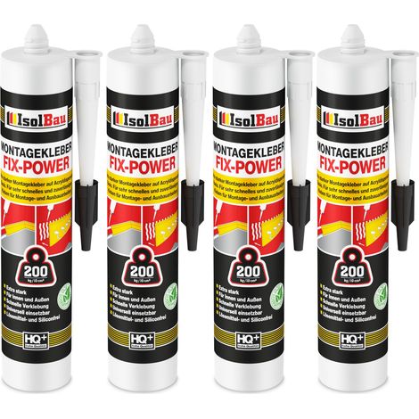 Montagekleber FIX-POWER Baukleber 4x 480g Kartusche weiß Qualität 200kg / 10cm (1/2)