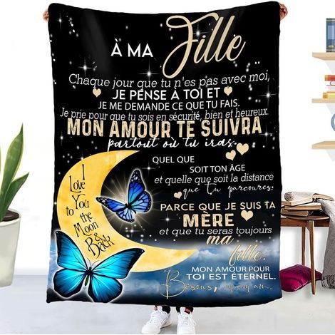 Cadeaux Plaid d'anniversaire pour à ma Fille, Couverture Personnalisé Doux pour Offrir à Son Fille de la Part de Maman, Idée Cadeau Insolite Utile pour Un Noel Une Fête Un Mariage (1/5)