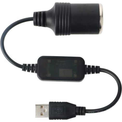 Convertisseur de Cable USB A male vers Allume-Cigare Femelle 12V, Voiture Femelle Convertisseur, Voiture Cigarette Allume Socket pour GPS E-Chien (1/5)
