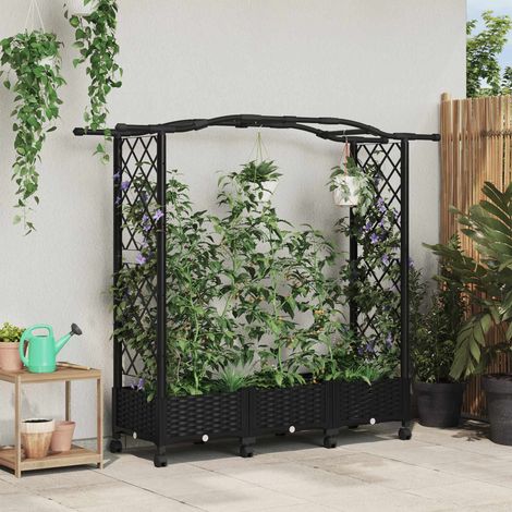 vidaXL Hochbeet mit Rankgitter und Dach Schwarz 169 x 40 x 129 cm PP (1/5)