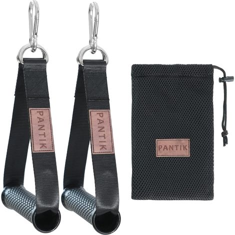 Poignées d'exercice lourdes pour machine à câble de gym, accessoires durables avec doubles anneaux en D, poignées pour bandes de résistance, poignées étriers, poignées d'entraînement en nylon (1/5)