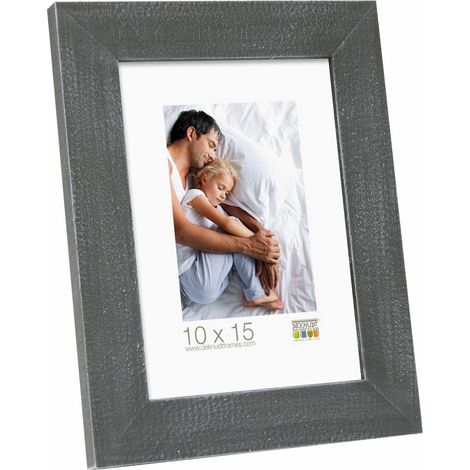 Style Rustique Cadre Photo Bois Peint Gris Foncé 66,2 x 46,2 x 1,4 cm (1/3)