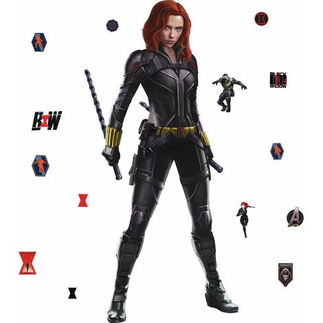 Sticker géant repositionnable noir Black Widow Marvel Avengers Disney - 62.23 cm, 50 cm (1/3)