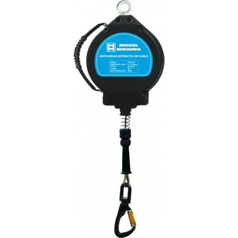 ANTICAIDAS RETRACTIL CABLE ACERO 5 M SF-RFA-5 + GANCHO + BLOQUEO AUTOMATICO + ASA PARA TRANSPORTE-MIGUEL MIRANDA