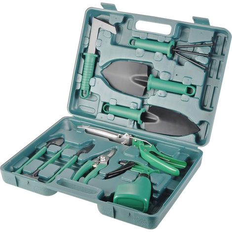 Ensemble d'outils de jardinage, 10 outils à main pour jardinier, cadeau idéal pour les jardiniers (vert) (1/5)