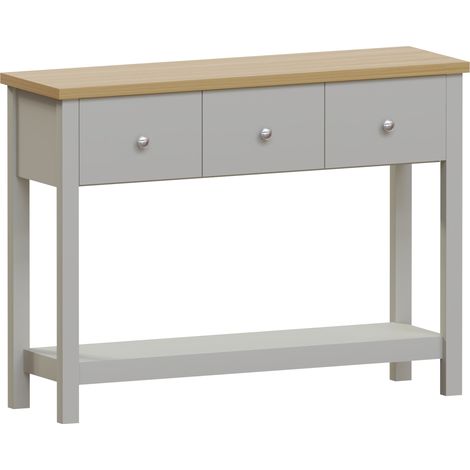 Arlington 3 Drawer Console Table With Shelf Side End Hallway Table, Grey (1/5)