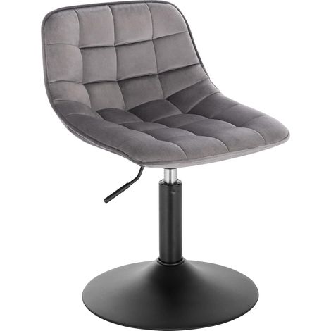 WOLTU 1X Taburetes con Respaldo Terciopelo Taburetes Cocina Regulable en Altura Taburete Giratorio Peluquería Sillas Bar Taburete de Escritorio Gris Oscuro 38-49.5 cm de Altura