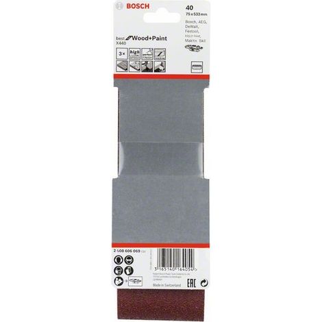 2608606069 - Set di nastri abrasivi da 3 pz. X440 75 x 533 mm, P40, BEST for LEGNO+VERNICE