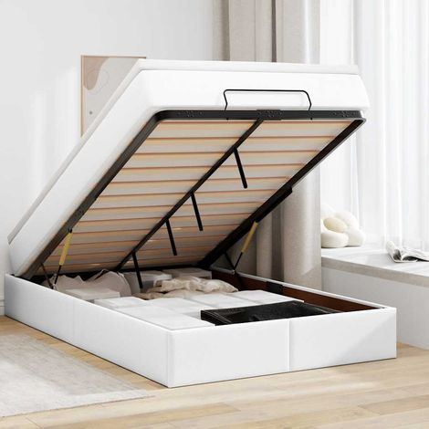 Estructura cama otomana colchón cuero sintético