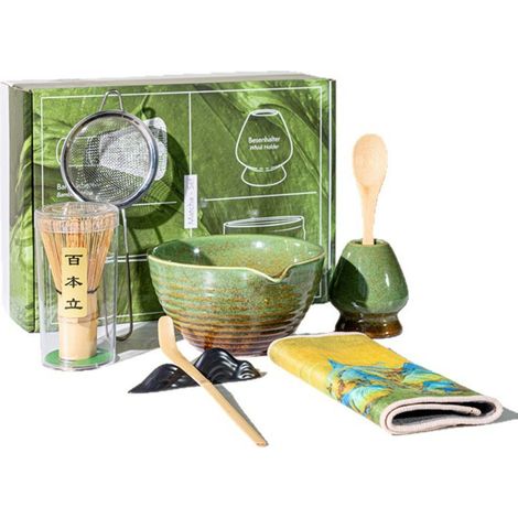 Juego de regalo de alta calidad de estilo japonés, juego verde, tazón de matcha, juego de té matcha, regalo de cerámica Baibenli. (1/5)