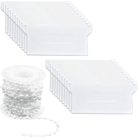 20 Pièces Poids de Store Vertical Lattes Inférieure 89 mm (3,5 Pouces) & 10m Plastique Chaînes Aveugles Verticales pour Kit de Réparation de Stores Verticaux Rideaux, Blanc (1/5)
