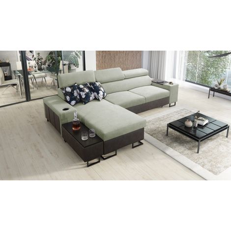 Luxuriöses, komfortables, modernes Ecksofa MELODY I MAXI Tauro/Freya Graphit/Hellgrün Links (1/5)