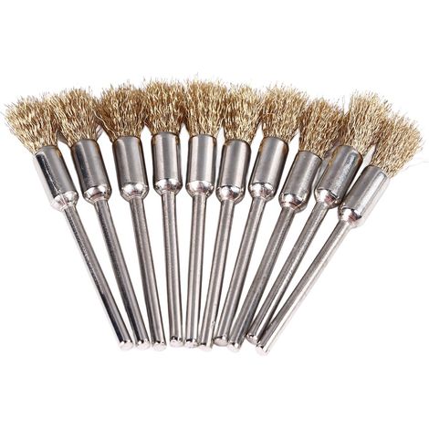Lot de 30 brosses métalliques allongées en forme de stylo, en acier et cuivre, pour le nettoyage, le décapage de la rouille et de la peinture, et le polissage d'outils rotatifs. (1/5)