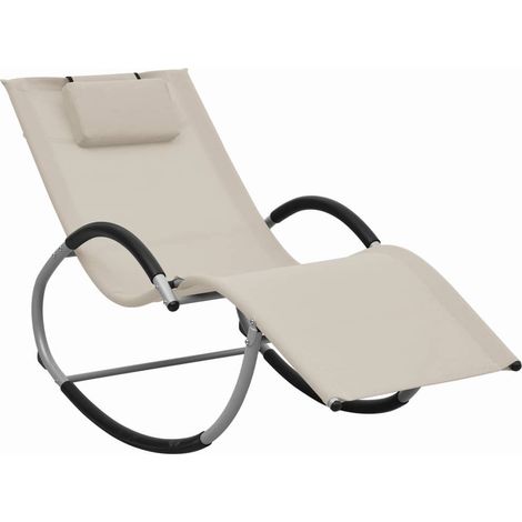 Lettino prendisole sedia a sdraio lettino prendisole letto da giardino mobili da esterno per patio con cuscino in textilene color crema 020012556