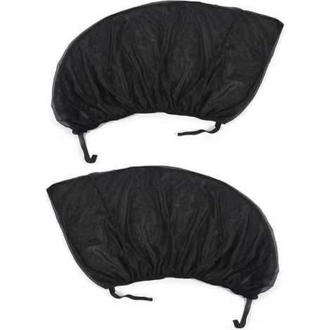 Paire de rideaux pare-soleil de voiture, moustiquaires noires en maille pour vitres latérales et arrière. (1/5)