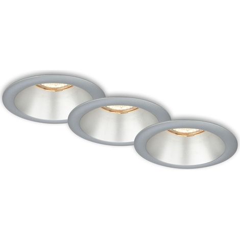 LED Einbauleuchten 3er Set GU10 versenkte Fassung IP23 chrom Ø9,5cm Briloner