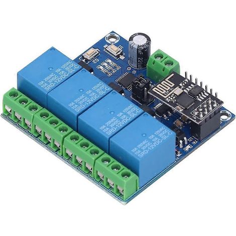 Module relais sans fil WiFi 4 canaux, application mobile pour maison connectée, module de commutation à distance ESP8266 (12V) (1/5)