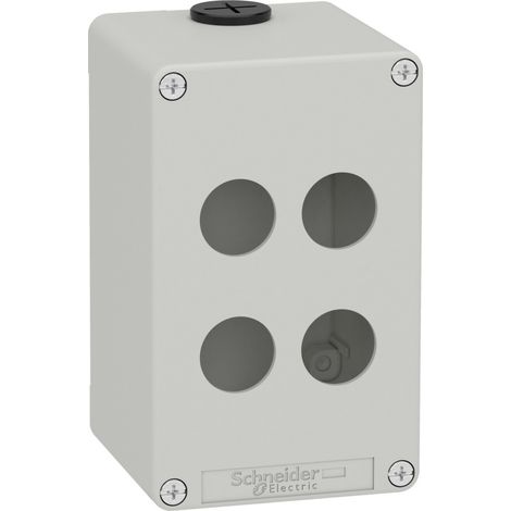 SCHNEIDER graue leere Box mit 4 Löchern, aus strapazierfähigem Material und mit kompaktem Design.