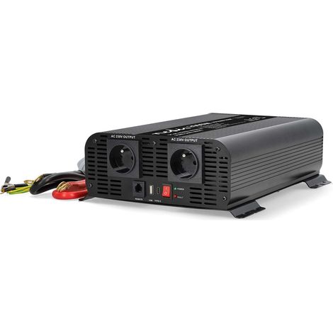 Convertisseur de tension pur sinus Tension d'entrée: 12 V DC Connexion (s) de sortie d'alimentation de l'appareil: Type E (CEE 7/5) / USB-A / 1x USB-C™ 230 V AC 50 Hz 2000 W Puissance de sortie maxima