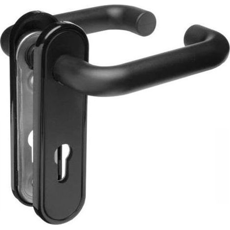 Maniglia porta Cobert piastre cilindro nero 72 mm
