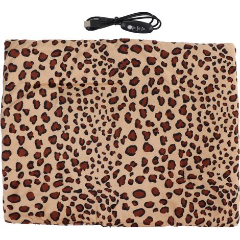 Tapis chauffant lavable pliable réglable 3 températures rechargeable USB coussin chaud pour chat chien motif léopard (1/5)