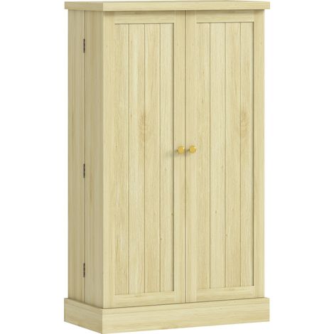 HOMCOM Dispensa Cucina 104 cm, Ripiani Regolabili, Legno Naturale