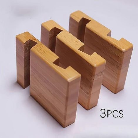 (Lot de 3) Support de téléphone en bambou avec grain de bois naturel, station d'accueil de bureau inclinée, 8 x 6 x 1,6 cm pour bureau à domicile (1/5)