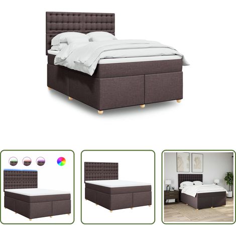 vidaXL Surmatelas -  Sommier à lattes de lit avec matelas Marron foncé 160x200 cm (1/5)