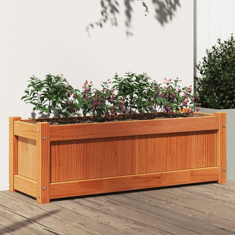 Jardinera exterior madera maciza pino marrón cera 90x31x31 cm (1/5)