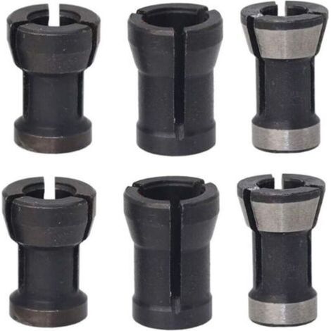 6 Pièces Tête de Mandrin HSS Pince de Serrage Defonceuse Tête Adaptateur Convertisseur pour Perceuses Machine de Gravure pour Rogneuse Menuiserie électrique Pince de Routeur Titulaire(6/6.35/8mm) (1/4)