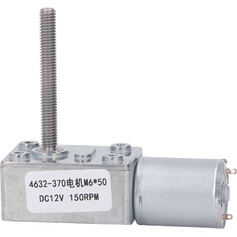 Moteur à engrenage à vis sans fin CC M6 x 50 mm en alliage d'aluminium et laiton, réversible, pour ouvre-fenêtre, 12 V CC, 150 tr/min (1/5)