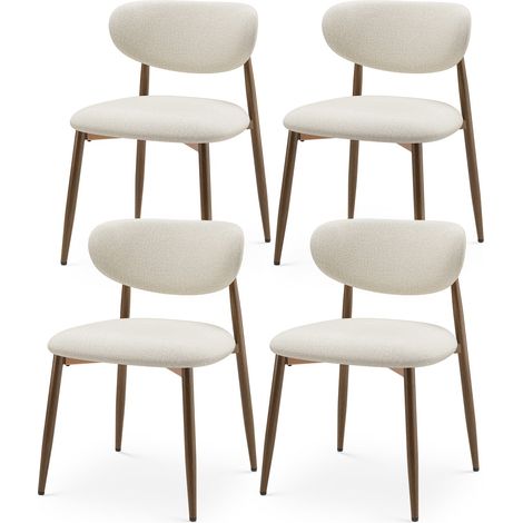 4er-Set gepolsterte Esszimmerstühle mit Metallbeinen, Antirutschgleitern und geschwungener Rückenlehne, für Küche, Zuhause und Restaurant, Beige (1/5)