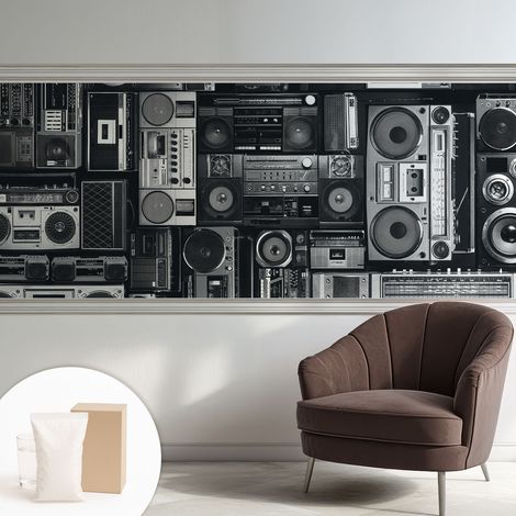 Papier peint intissé avec imprimé installation simple qualité excellente sans désordre - Colle incluse gratuite Radio rétro 250x104 cm (1/5)