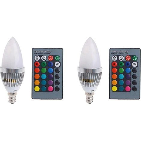 x 3W Smart E14 RGB LED-Glühbirne mit Farbwechsel, 24 Kerzen-Fernbedienungsknöpfen und milchigem Lampenschirm (1/5)