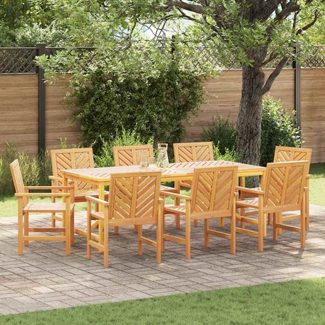 Dining Chair 8 pcs Natural Solid Acacia Wood vidaXL (1/5)