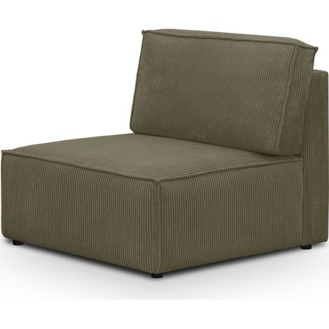 Chauffeuse modulable en velours côtelé vert kaki - Harper Mod (1/4)