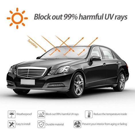 Sonnenschutz für die Windschutzscheibe, Sonnenschutz für Autos, Sonnenschutzabdeckung für Autos, Front-Sonnenschutz, UV-Schutz, Hitze- und Sonnenisolierung, faltbarer Sonnenschutz für Autos, Silber (1 (1/4)