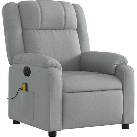Poltrona relax TV elettrica reclinabile funzione massaggio 6 punti massaggio in tessuto grigio chiaro DEC027164