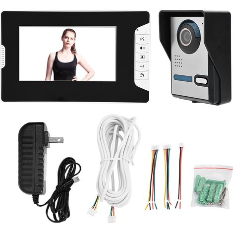 Kit Interphone Vidéo Porte Sonnette Vision Nocturne Anti-Pluie (Prise US) (1/5)