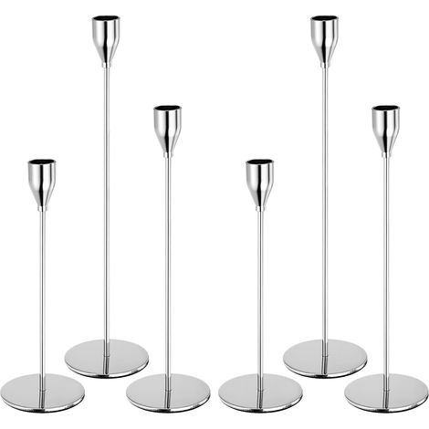 Un juego de 6 candelabros de plata (33/28/22 cm), perfectos para bodas, cenas románticas, fiestas y muchas otras ocasiones. (1/5)