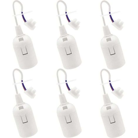 6 Stück E27 Lampenfassungen, E27 Glühbirnenhalter, Renovierungsfassungen, weiße Baufassungen mit Kabel, Baustellenfassungen (1/4)