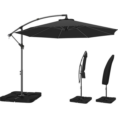 Outsunny 3(m) Banana Parasol Cantilever Umbrella Garden w/ Base Weights