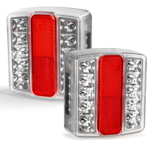 Feux Arrière Led - 2 Pièces - 12v - Étanche E-mark - Remorque Et Caravane - 10,5x9,5cm (1/5)