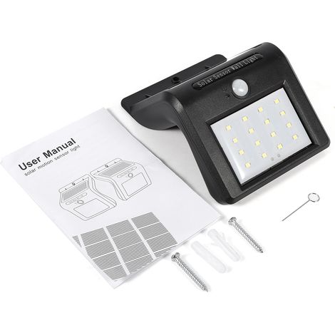 Lampe solaire LED sans fil avec détecteur de mouvement PIR (16 LED) (1/5)