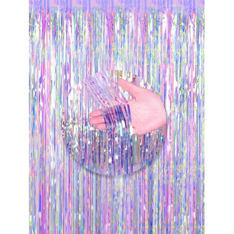 Rideaux à franges en feuille métallique brillante et colorée de 5m, accessoires pour photo booth pour fiançailles, showers de mariée ou anniversaires (1/5)