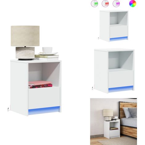 Armoire de chevet avec lumières LED blanc bois d'ingénierie - Table De Chevet - Tables De Chevet -table D'appoint - Table De Nuit (1/5)