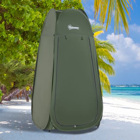 Tienda de Ducha Pop Up con Protección UV Techo Impermeable y Asa para Camping Playa 100x100x185 cm Verde (1/5)