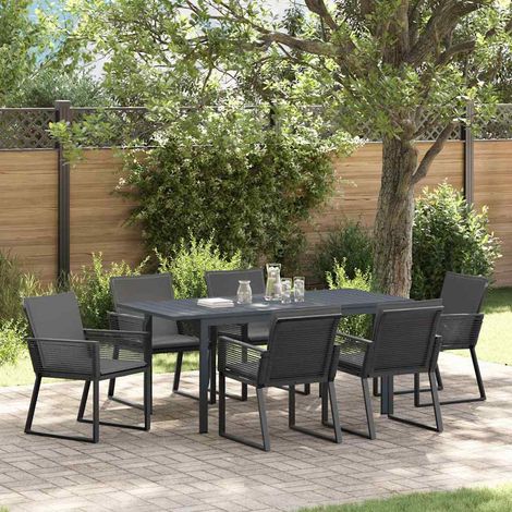 Garten Essgruppe 7 pcs Anthrazit Poly-Rattan